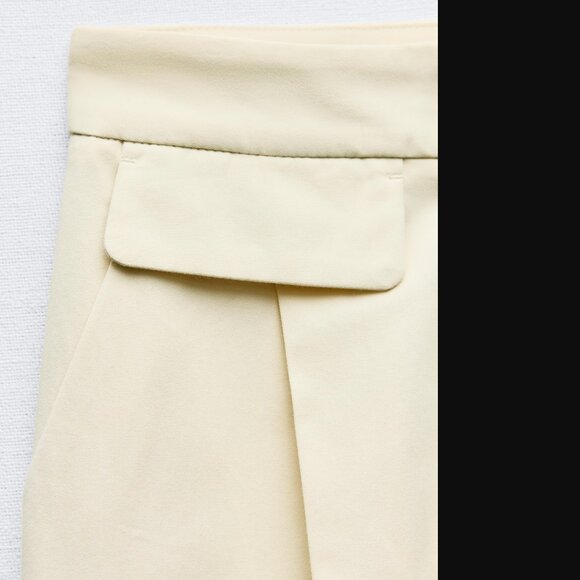 ZARA WOMEN ECRU HIGH RISE PANTS WITH VALVES SIZE S NWOT - Picture 3 of 6